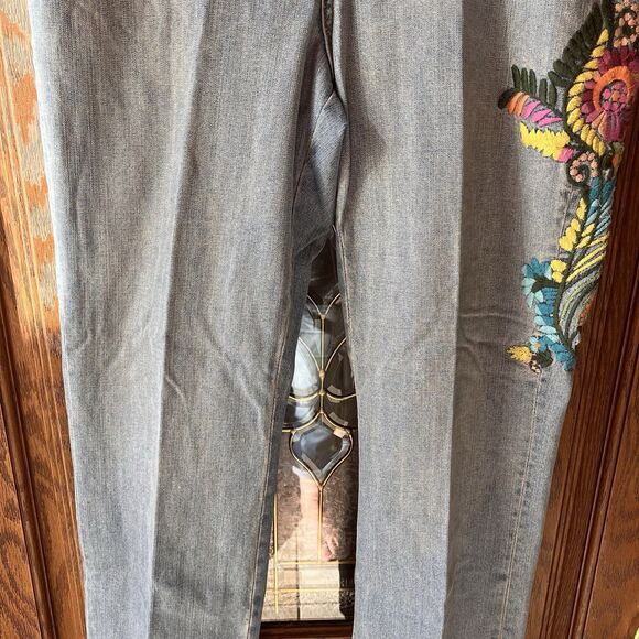 Vtg Z Cavaricci Jeans Womens High Rise Embroidered flower Straight Leg Boho S 14 - Picture 7 of 16